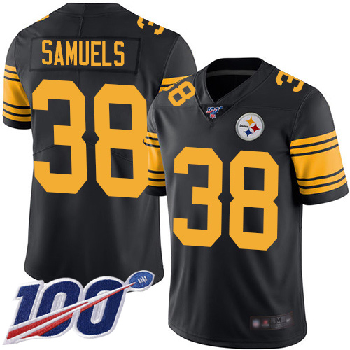Men Pittsburgh Steelers Football #38 Limited Black Jaylen Samuels 100th Season Rush Vapor Untouchable Nike NFL Jersey